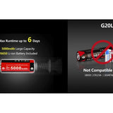 Klarus G20L Dual Switch Rechargeable Flashlight - CREE XHP70.2 P2 LED - 3000 Lumens - Includes 1 x 26650