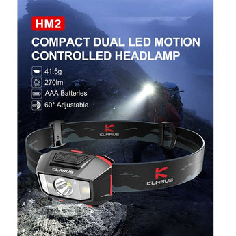 Klarus HM2 Motion Controlled LED Headlamp - CREE XPG-3 - 270 Lumens - Uses 3 x AAA