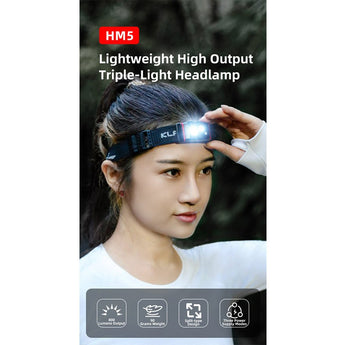 Klarus HM5 Lightweight LED Headlamp - 800 Lumens - Includes LB12 Li-ion Battery Pack