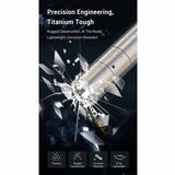 Klarus K10 Fast-Access Flashlight Informational Sheet - Precision Engineering, Titanium Tough