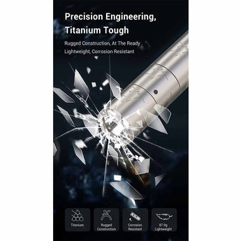 Klarus K10 Fast-Access Flashlight Informational Sheet - Precision Engineering, Titanium Tough