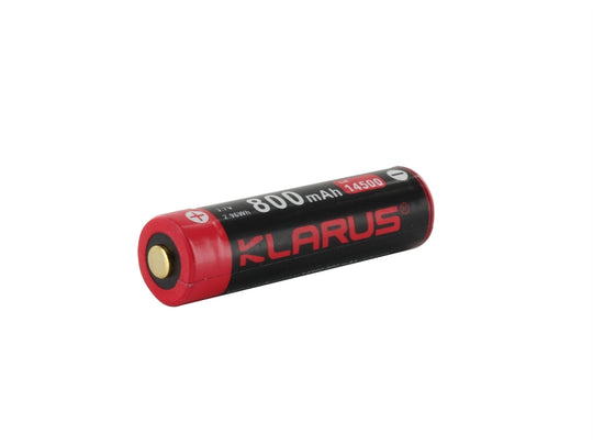 Klarus 14500 800mAh 3.7V Protected Lithium Ion (Li-ion) Button Top Battery - Plastic Box