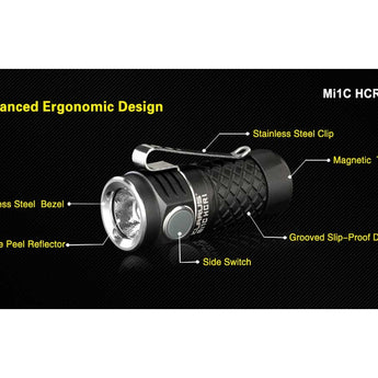 Klarus Mi1C HCRI High CRI Flashlight - Nichia NVSW219CT LED - 395 Lumens - 5000K - Uses 1 x RCR123A (Included) or 1 x CR123A