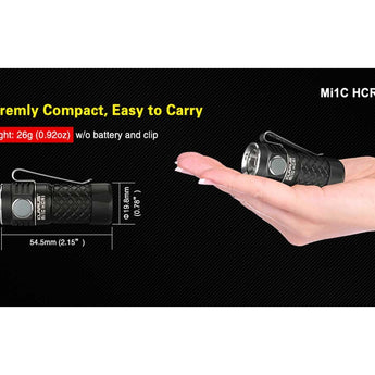 Klarus Mi1C HCRI High CRI Flashlight - Nichia NVSW219CT LED - 395 Lumens - 5000K - Uses 1 x RCR123A (Included) or 1 x CR123A