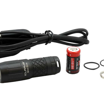 Klarus Mini One Micro-USB Rechargeable LED Key-Chain Flashlight - CREE XP-G3 - 130 Lumens - Includes 1 x 10180 - Black