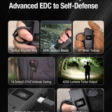 Klarus FlatTac X1 USB-C Rechargeable Ultra Tactical EDC Flashlight - 4200 Lumens - Luminus SST-70 - Uses Built-in 2150mAh Li-ion Battery Pack - With or Without Knuckle Ring