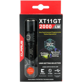Klarus XT11GT HD Rechargeable Tactical Flashlight - Package Shot