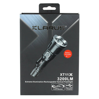 Klarus XT11X Rechargeable LED Flashlight - CREE XHP70.2 P2 - 3200 Lumens - Uses 1 x IMR 18650 (Included) or 2 x CR123A