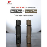 Klarus XT2CR Pro USB-C Rechargeable LED Flashlight - 2100 Lumens - CREE XHP35 HD - Uses 1 x 18650 (Included) or 2 x CR123A - Black, Desert Tan, Matte Sand, Wolf Grey, or OD Green