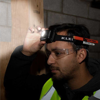 Klein Tools Rechargeable 2-Color LED Headlamp with Adjustable Strap - 800 Lumens - Uses Built-In Li-ion Battery Pack