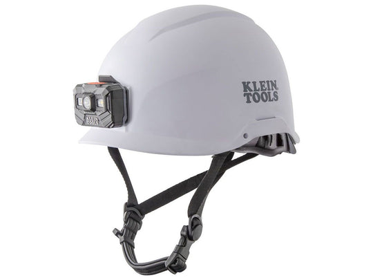 klein tools 60146 safety helmet with magnetic headlamp, facing left