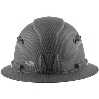 Klein Tools Premium Karbn Pattern Class C Hard Hat with Rechargeable Headlamp - 400 Lumens - Uses Built-In Li-ion Battery Pack