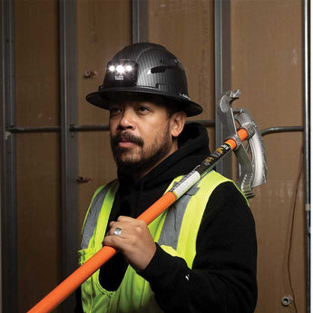 Klein Tools Premium Karbn Pattern Class C Hard Hat with Rechargeable Headlamp - 400 Lumens - Uses Built-In Li-ion Battery Pack
