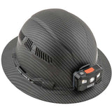 Klein Tools Premium Karbn Pattern Class C Hard Hat with Rechargeable Headlamp - 400 Lumens - Uses Built-In Li-ion Battery Pack