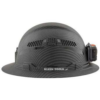 Klein Tools Premium Karbn Pattern Class C Hard Hat with Rechargeable Headlamp - 400 Lumens - Uses Built-In Li-ion Battery Pack