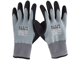 klein tools 60390 winter dipped xl gloves backside, both gloves shown