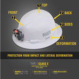 Klein Tools Non-Vented Hard Hat with Rechargeable Headlamp - 300 Lumens - Uses Buil-In Li-ion Battery Pack