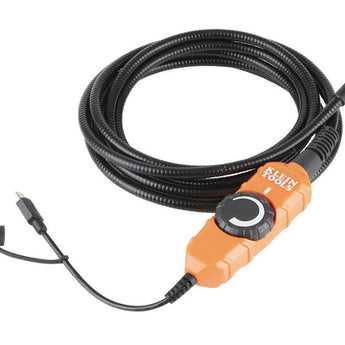 klein tools et16 borescope for android devices, laying flat with gooseneck armored cable