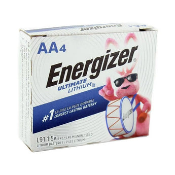 Energizer Ultimate L91 (24PK) AA 3000mAh 1.5V High Energy 5A Lithium (LiFeS2) Button Top Batteries - Box of 24