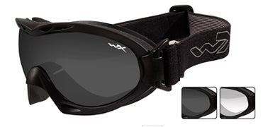 Wiley X Nerve Goggles with High Velocity Protection - Matte Black Frame with Smoke Grey - Clear Lens Kit (R-8051)