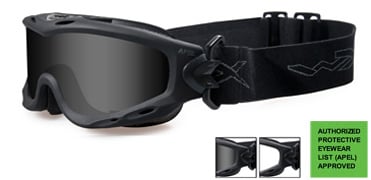 Wiley X Spear Goggles Rx Ready with High Velocity Protection - Matte Black Frame with Smoke Grey - Clear Lens Kit with Rx Insert (SP28RX)