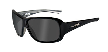 Wiley X WX Abby Street Sunglasses Rx Ready with High Velocity Protection - Black Marble Frame with Polarized Smoke Grey Lenses (SSABB04)