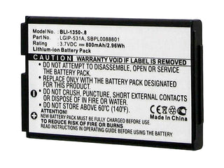 Empire BLI-1350-.8  800mAh 3.7V Replacment Lithium Ion (Li-Ion) Battery for Various LG Cellphones