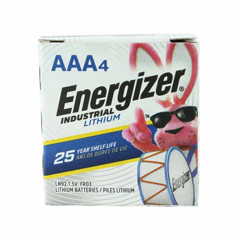 Energizer Industrial Lithium LN92 AAA 1250mAh 1.5V High Energy 1.5A Lithium (LiFeS2) Button Top Batteries - 24 Pack