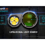 Acebeam Terminator M1 Dual Head LEP and LED Flashlight - 6500K or 5000K - Gray, Green, or MAO Marble Finish - Includes 1 x USB-C Rechargeable 21700