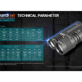 Acebeam Terminator M1 Dual Head LEP and LED Flashlight - 6500K or 5000K - Gray, Green, or MAO Marble Finish - Includes 1 x USB-C Rechargeable 21700