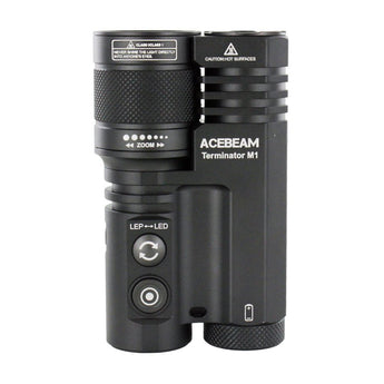 Acebeam Terminator M1 Dual Head LEP and LED Flashlight - 6500K or 5000K - Gray, Green, or MAO Marble Finish - Includes 1 x USB-C Rechargeable 21700