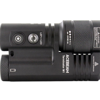 Acebeam Terminator M1 Dual Head LEP and LED Flashlight - 6500K or 5000K - Gray, Green, or MAO Marble Finish - Includes 1 x USB-C Rechargeable 21700