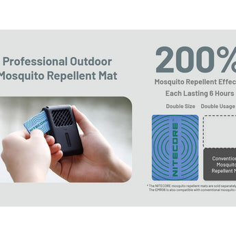 Nitecore EMR06 USB-C Rechargeable Portable Electronic Insect Repeller - Uses 1800mAh Li-ion Battery Pack - Black or Desert Tan