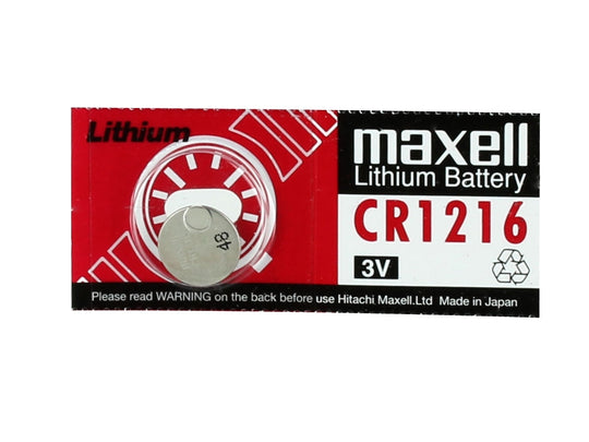 Maxell CR1216 25mAh 3V Lithium Primary (LiMNO2) Coin Cell Battery - 1 Piece Tear Strip, Sold Individually