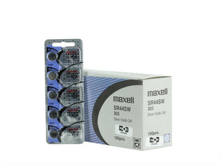 Maxell SR44SW 303 165mAh 1.55V Silver Oxide Button Cell Battery - Hologram Packaging - 1 Piece Tear Strip, Sold Individually