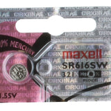 Maxell SR616SW 321 16mAh 1.55V Silver Oxide Button Cell Battery - Hologram Packaging - 1 Piece Tear Strip, Sold Individually