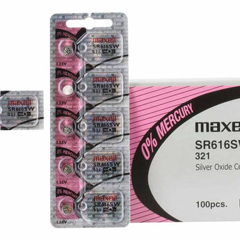 Maxell SR616SW 321 16mAh 1.55V Silver Oxide Button Cell Battery - Hologram Packaging - 1 Piece Tear Strip, Sold Individually