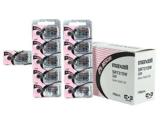 Maxell SR731SW 329 36mAh 1.55V Silver Oxide Button Cell Battery - Hologram Packaging - 1 Piece Tear Strip, Sold Individually