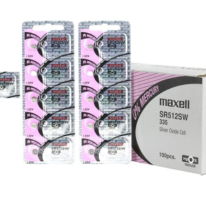 Maxell SR512SW 335 5.5mAh 1.55V Silver Oxide Button Cell Battery - Hologram Packaging - 1 Piece Tear Strip, Sold Individually