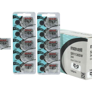 Maxell SR1136SW 344 100mAh 1.55V Silver Oxide Button Cell Battery - Hologram Packaging - 1 Piece Tear Strip, Sold Individually