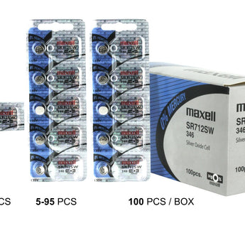 Maxell SR712SW 346 10mAh 1.55V Silver Oxide Button Cell Battery - Hologram Packaging - 1 Piece Tear Strip, Sold Individually