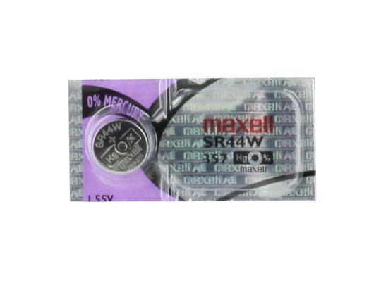 Maxell SR44W 357 165mAh 1.55V Silver Oxide Button Cell Battery - Hologram Packaging - 1 Piece