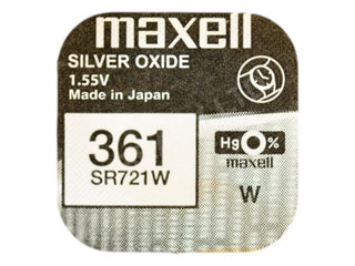 Maxell 361 SR721W Coin Cell Battery - Hologram Packaging - 1 Piece Tear Strip, Sold Individually