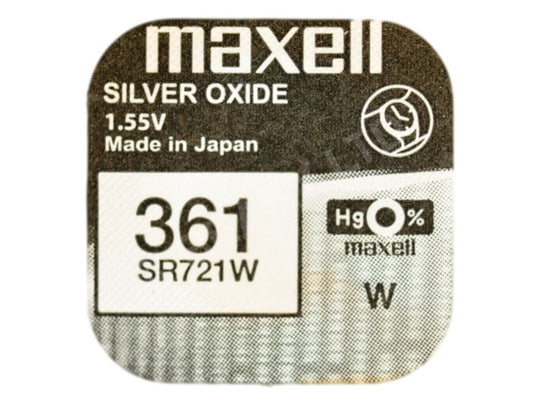 Maxell 361 SR721W Coin Cell Battery - Hologram Packaging - 1 Piece Tear Strip, Sold Individually