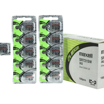 Maxell SR721SW 362 25mAh 1.55V Silver Oxide Button Cell Battery - Hologram Packaging - 1 Piece Tear Strip, Sold Individually