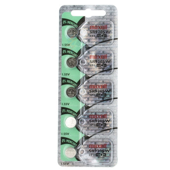 Maxell SR920SW 371 45mAh 1.55V Silver Oxide Button Cell Battery - Hologram Packaging - 1 Piece Tear Strip, Sold Individually