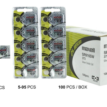 Maxell SR916SW 373 26.5mAh 1.55V Silver Oxide Button Cell Battery- Hologram Packaging - 1 Piece Tear Strip, Sold Individually