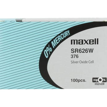Maxell SR626W 376 28mAh 1.55V Silver Oxide Button Cell Battery - Hologram Packaging - 1 Piece Tear Strip, Sold Individually