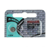 Maxell SR626W 376 28mAh 1.55V Silver Oxide Button Cell Battery - Hologram Packaging - 1 Piece Tear Strip, Sold Individually