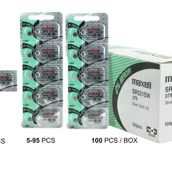 Maxell SR521SW 379 15mAh 1.55V Silver Oxide Button Cell Battery - Hologram Packaging - 1 Piece Tear Strip, Sold Individually